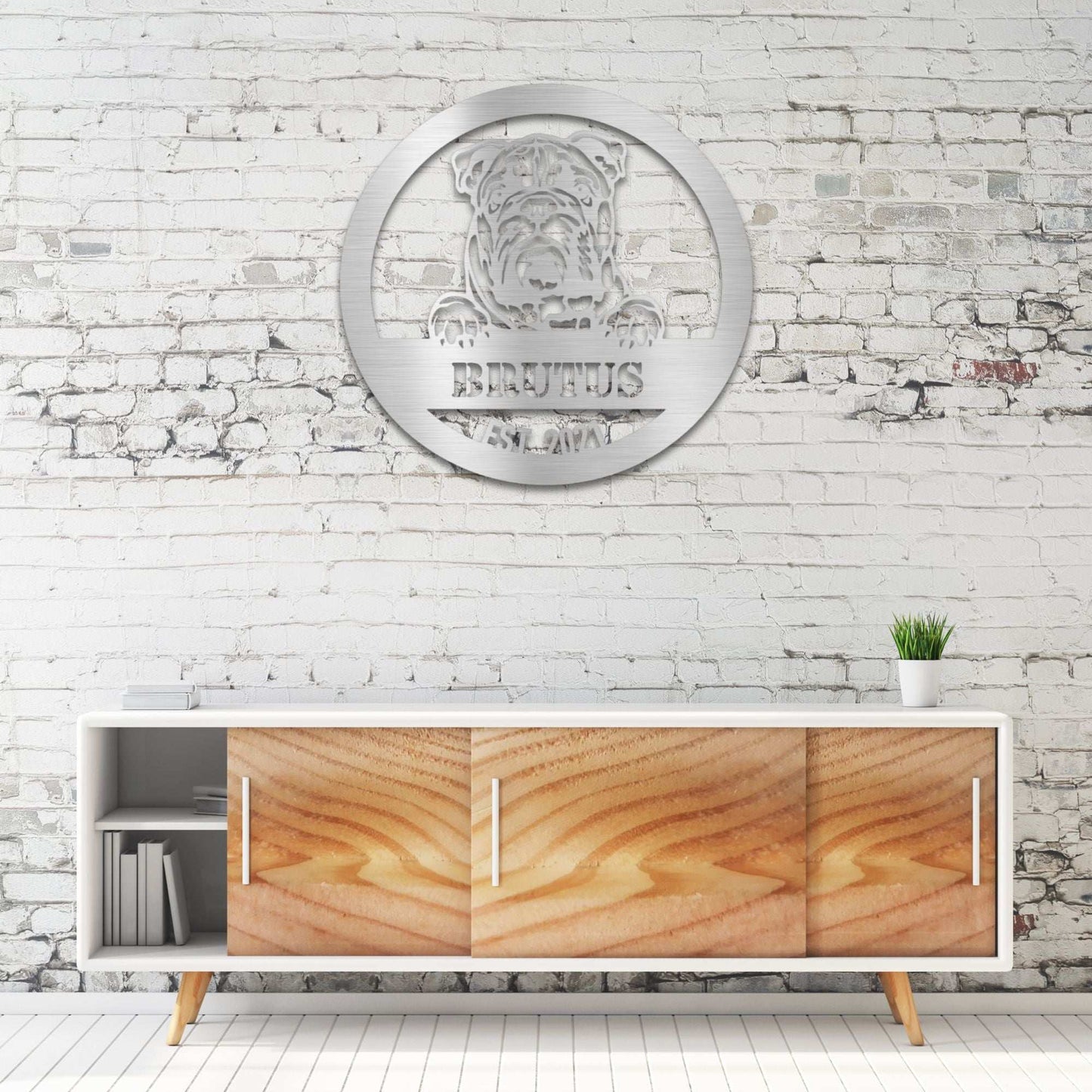 Personalized English Bulldog Metal Wall Art – Custom Dog Name Sign | Barkhaus Metal Company