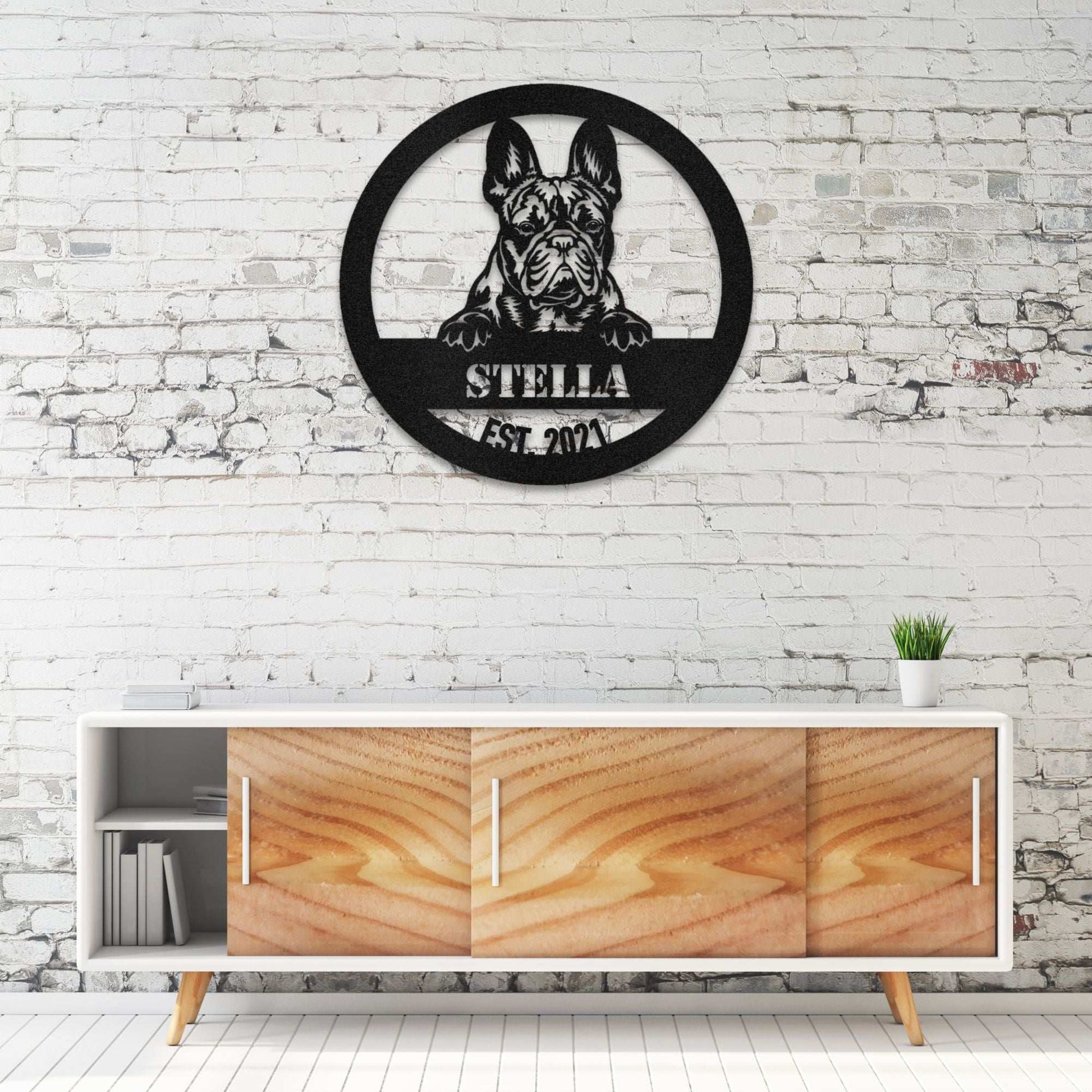Personalized French Bulldog Metal Wall Art – Custom Dog Name Sign | Barkhaus Metal Company