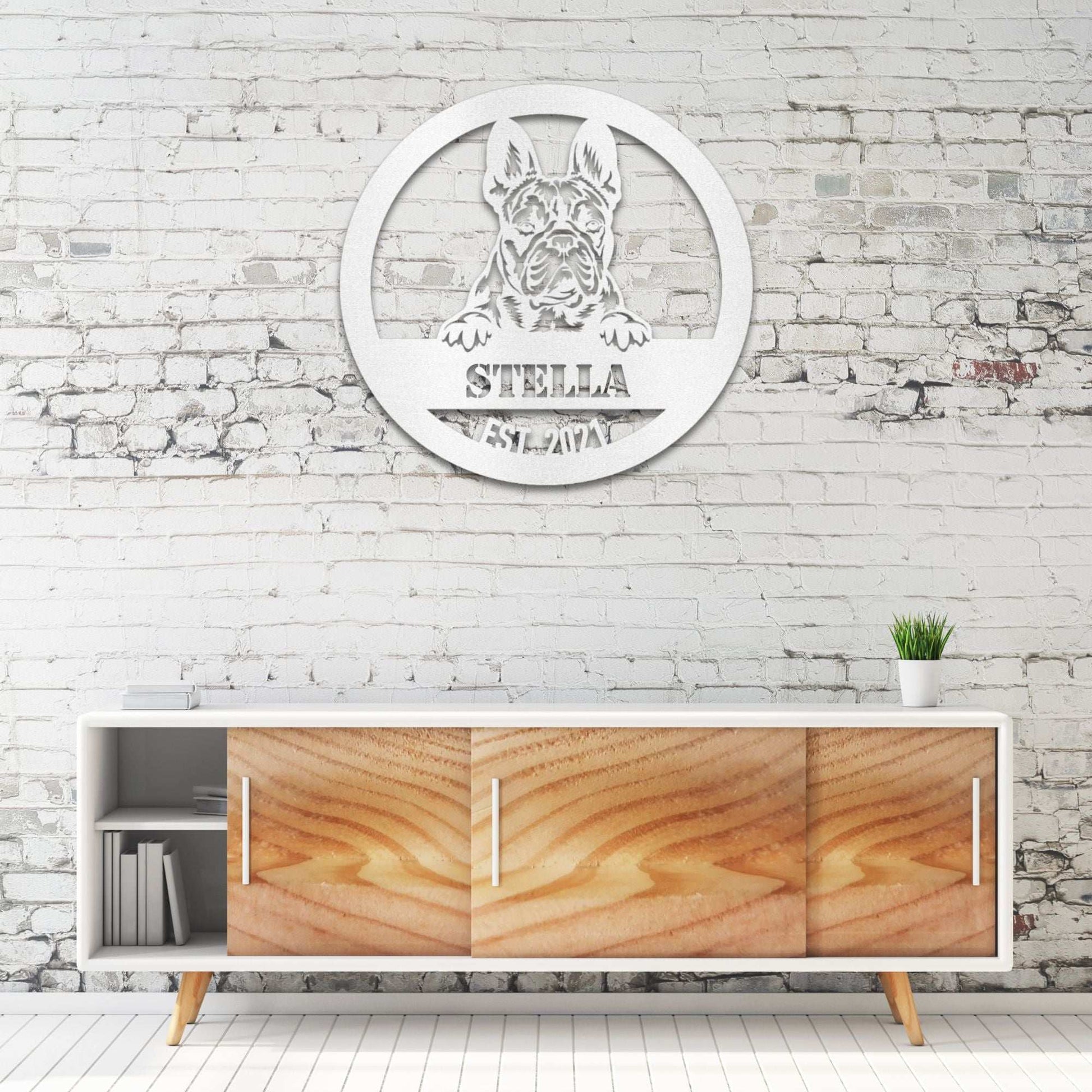 Personalized French Bulldog Metal Wall Art – Custom Dog Name Sign | Barkhaus Metal Company