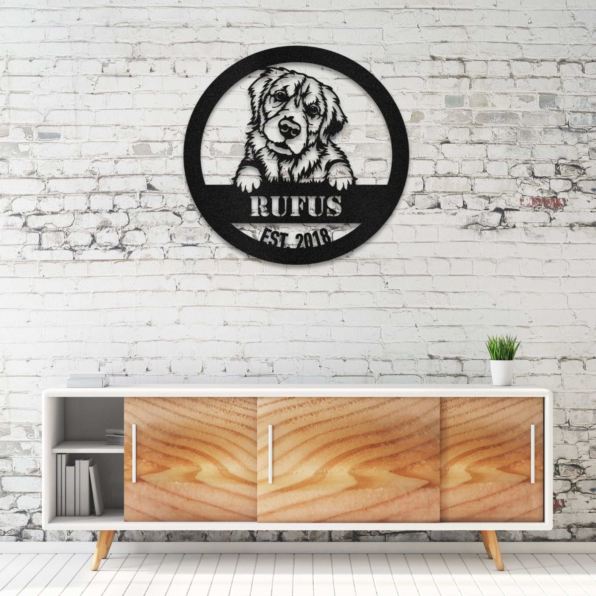 Personalized Golden Retriever Metal Wall Art – Custom Dog Name Sign | Barkhaus Metal Company