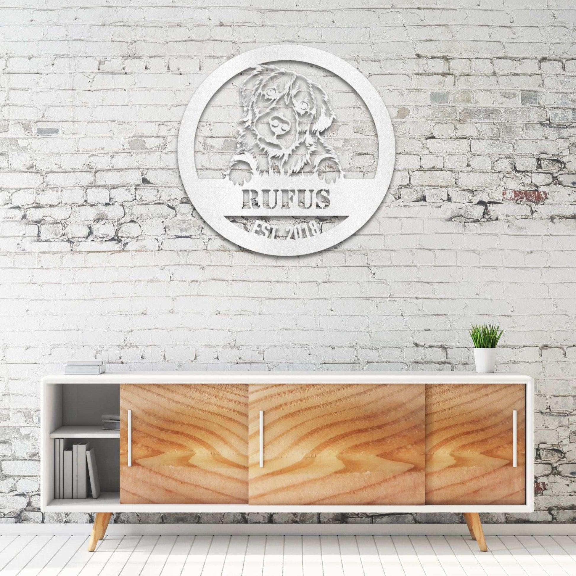 Personalized Golden Retriever Metal Wall Art – Custom Dog Name Sign | Barkhaus Metal Company