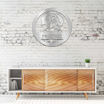 Personalized Long-Haired Dachshund Metal Wall Art – Custom Dog Name Sign | Barkhaus Metal Company