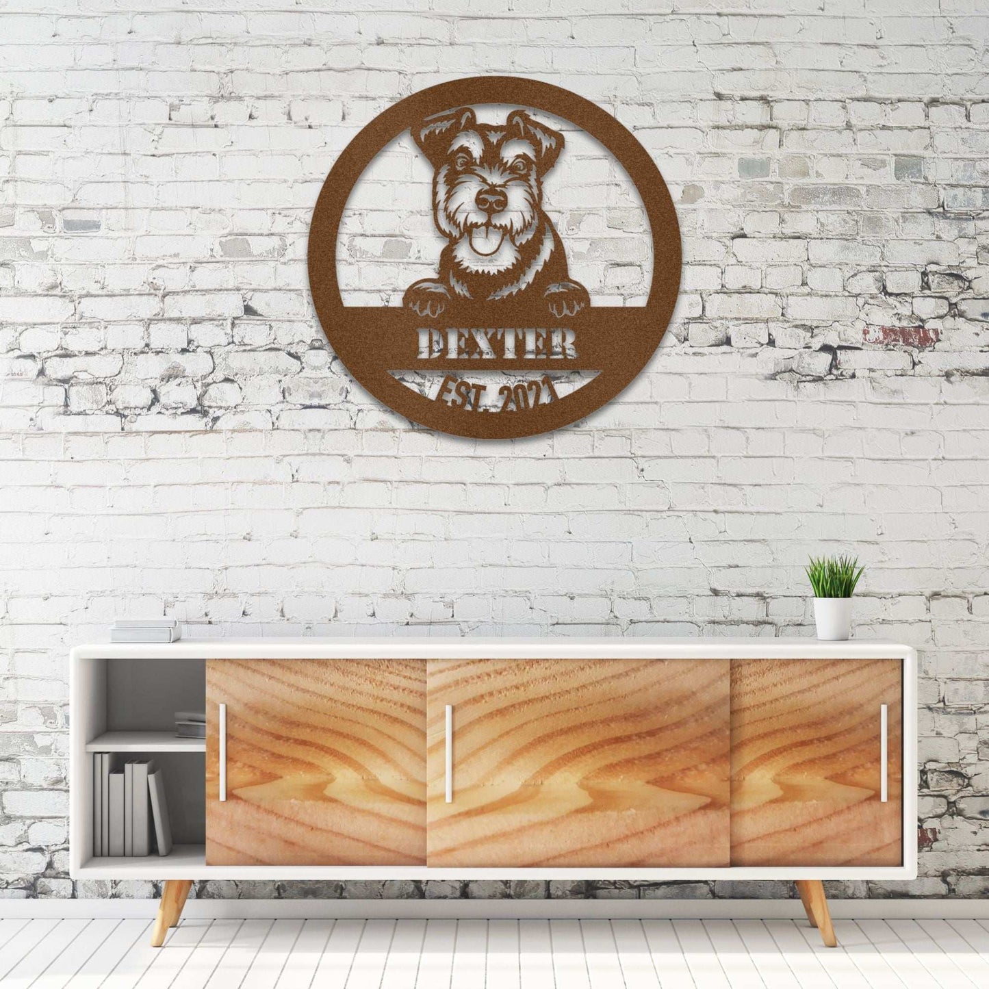 Personalized Miniature Schnauzer Metal Wall Art – Custom Dog Name Sign | Barkhaus Metal Company