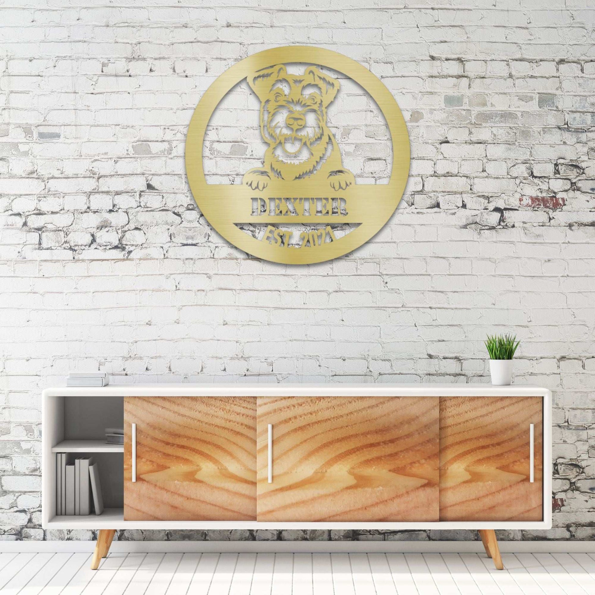 Personalized Miniature Schnauzer Metal Wall Art – Custom Dog Name Sign | Barkhaus Metal Company