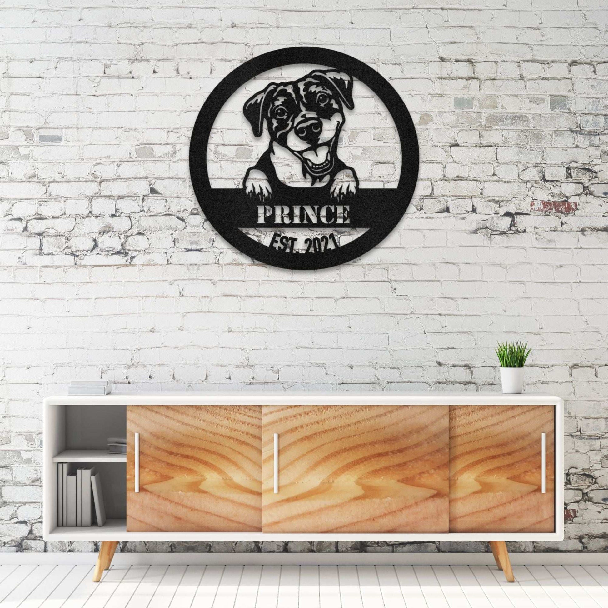Personalized Pit Bull Terrier Metal Wall Art – Custom Dog Name Sign | Barkhaus Metal Company