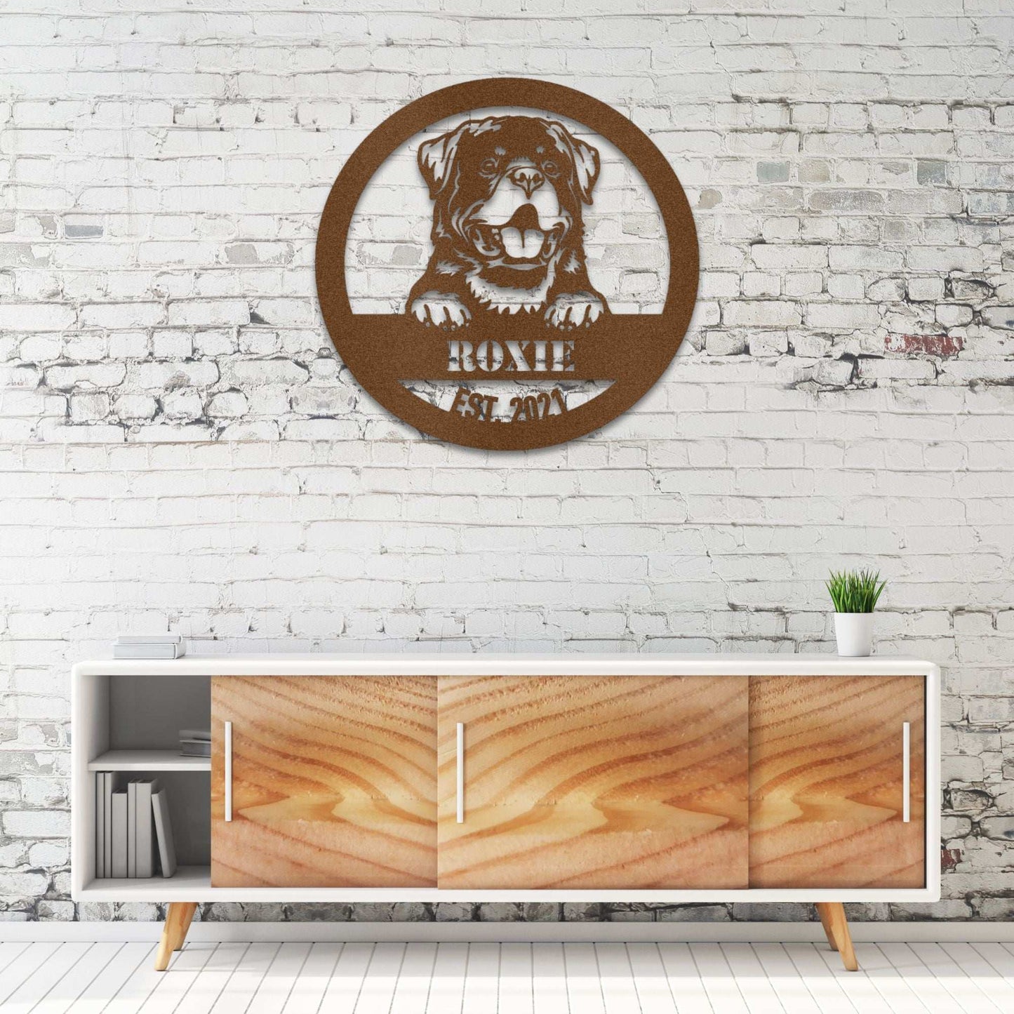 Personalized Rottweiler Metal Wall Art – Custom Dog Name Sign | Barkhaus Metal Company