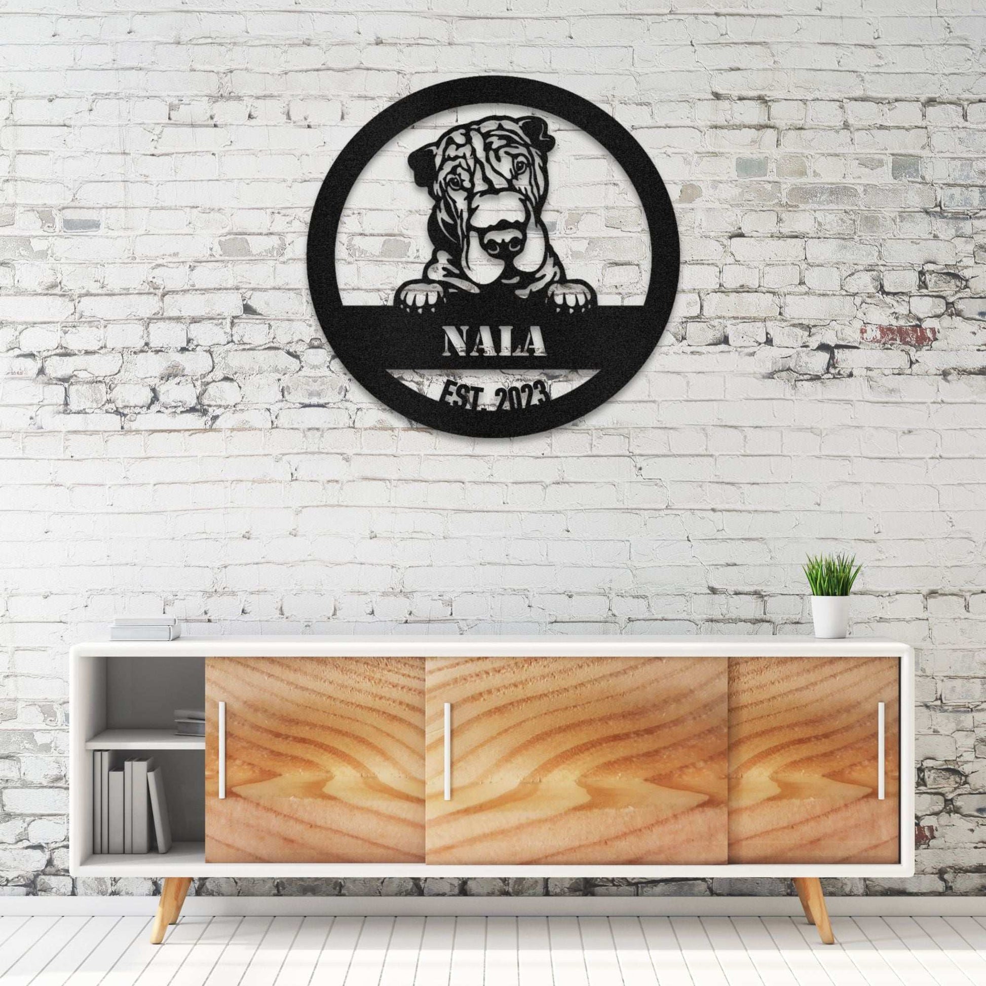 Personalized Shar-Pei Metal Wall Art – Custom Dog Name Sign | Barkhaus Metal Company