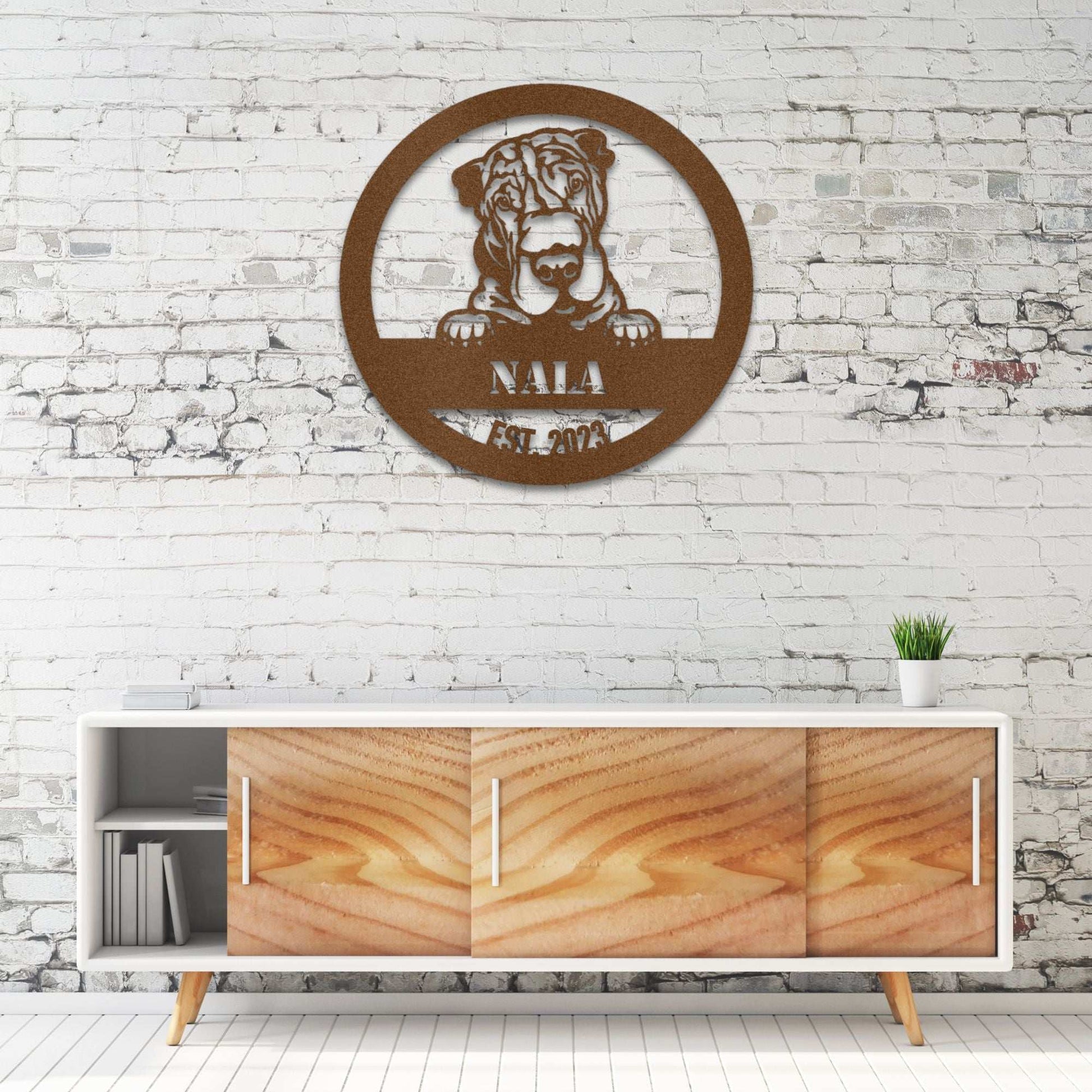 Personalized Shar-Pei Metal Wall Art – Custom Dog Name Sign | Barkhaus Metal Company