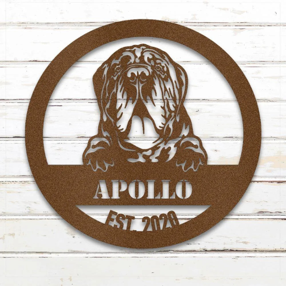 Neapolitan Mastiff Personalized Metal Sign - Custom Dog Wall Art Silhouette in Copper - Custom Dog Wall Art