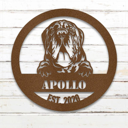Neapolitan Mastiff Personalized Metal Sign - Custom Dog Wall Art Silhouette in Copper - Custom Dog Wall Art