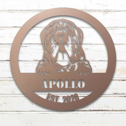 Neapolitan Mastiff Personalized Metal Sign - Custom Dog Wall Art Silhouette in Rose - Custom Dog Wall Art