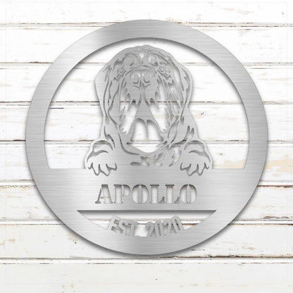 Neapolitan Mastiff Personalized Metal Sign - Custom Dog Wall Art Silhouette in Silver - Custom Dog Wall Art