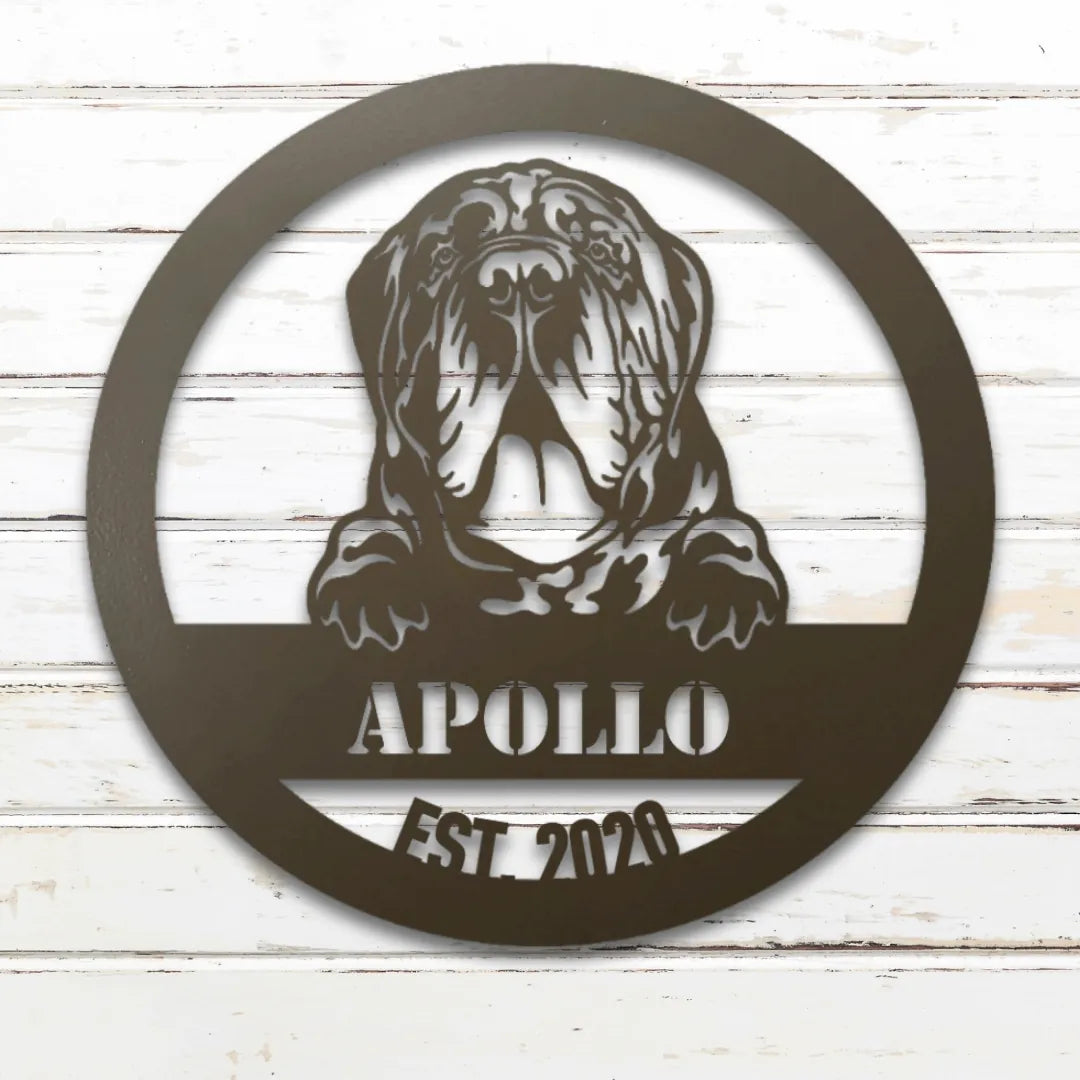 Neapolitan Mastiff Personalized Metal Sign - Custom Dog Wall Art Silhouette in Stone - Custom Dog Wall Art