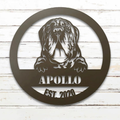 Neapolitan Mastiff Personalized Metal Sign - Custom Dog Wall Art Silhouette in Stone - Custom Dog Wall Art
