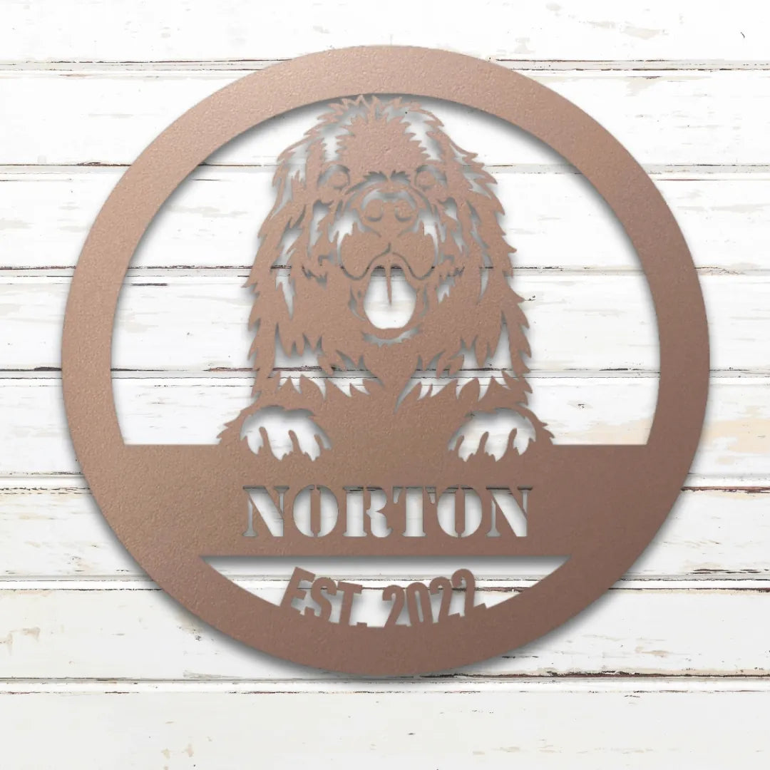 Newfoundland Personalized Metal Sign - Custom Dog Wall Art Silhouette in Rose - Custom Dog Wall Art