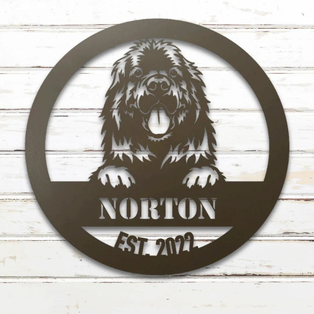 Newfoundland Personalized Metal Sign - Custom Dog Wall Art Silhouette in Stone - Custom Dog Wall Art