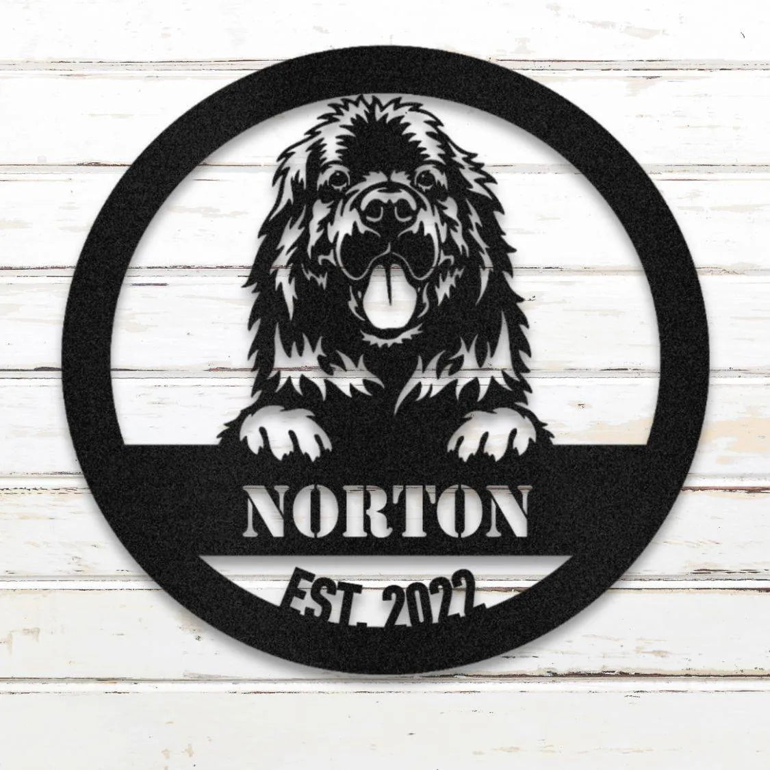 Newfoundland Personalized Metal Sign - Custom Dog Wall Art Silhouette in Black - Custom Dog Wall Art