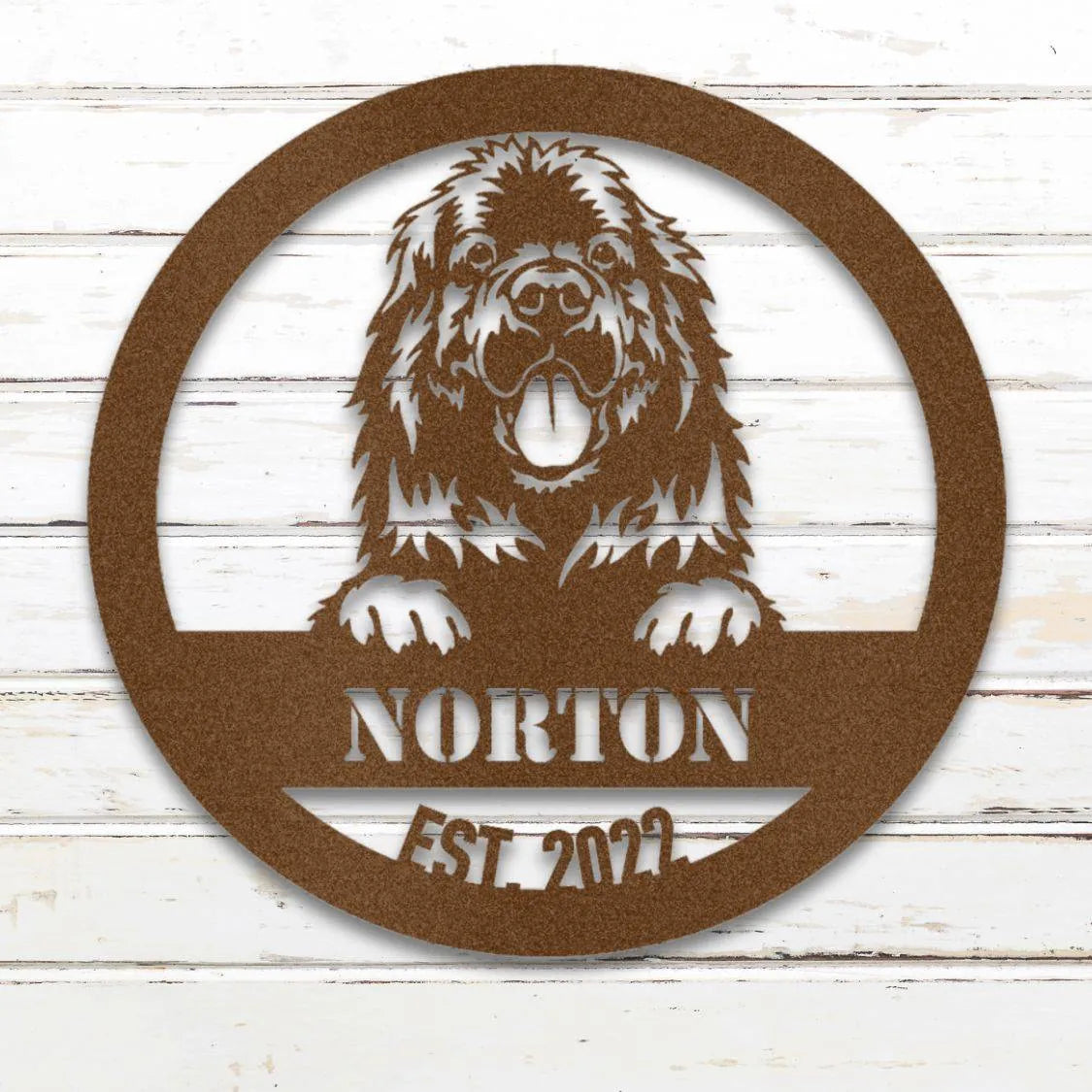 Newfoundland Personalized Metal Sign - Custom Dog Wall Art Silhouette in Copper - Custom Dog Wall Art