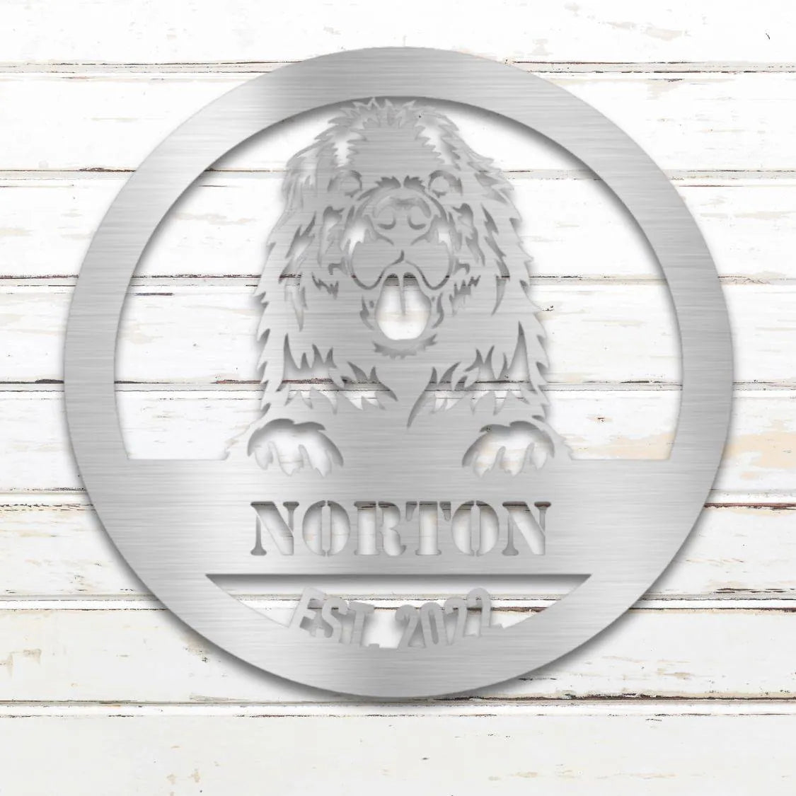 Newfoundland Personalized Metal Sign - Custom Dog Wall Art Silhouette in Silver - Custom Dog Wall Art
