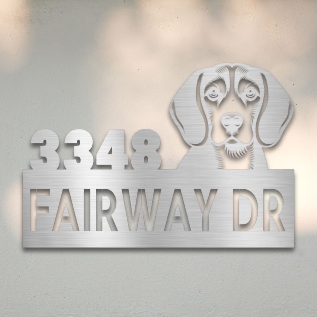 Personalized Beagle Address Sign Silver | Barkhaus Metal Company