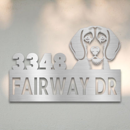 Personalized Beagle Address Sign Silver | Barkhaus Metal Company