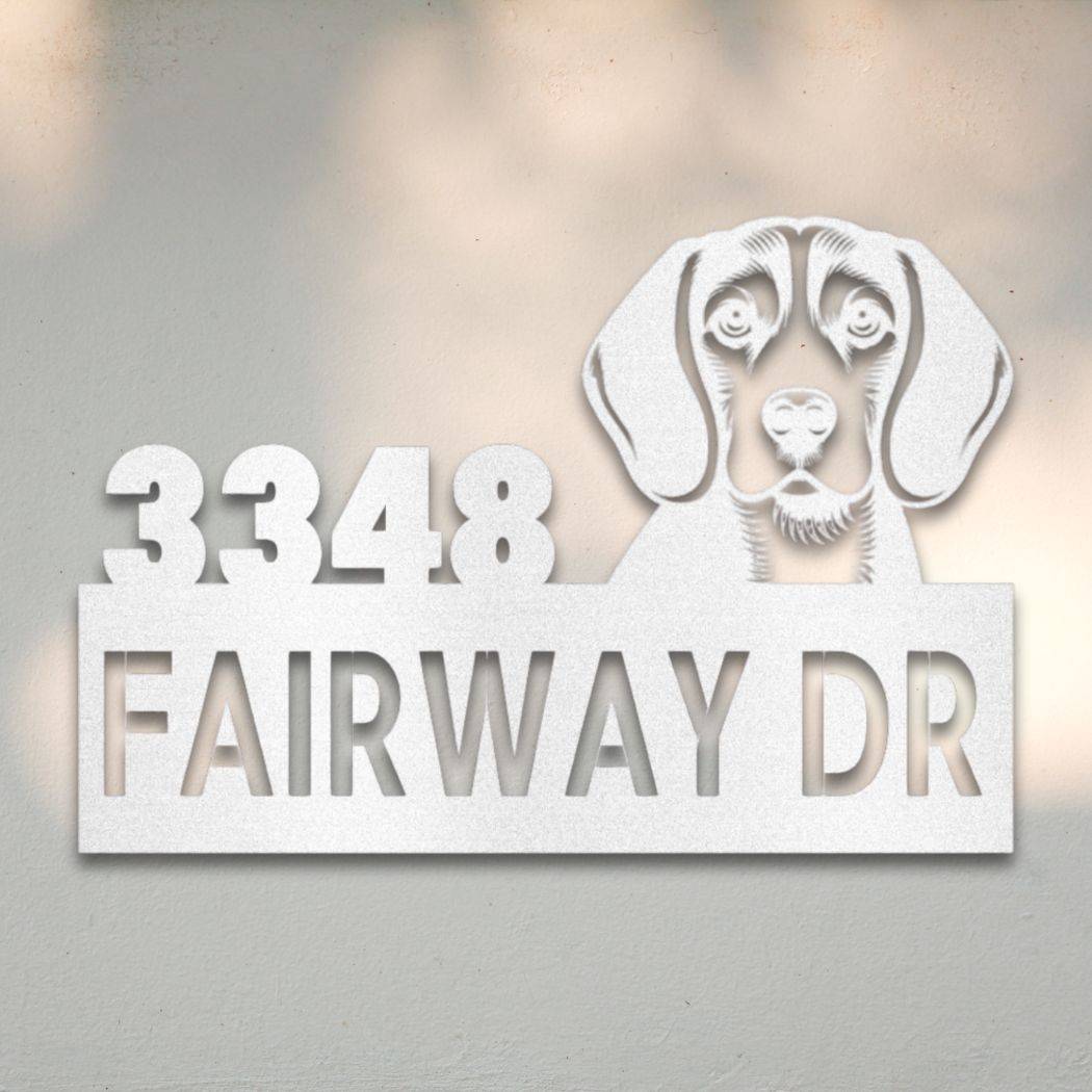 Personalized Beagle Address Sign White | Barkhaus Metal Company