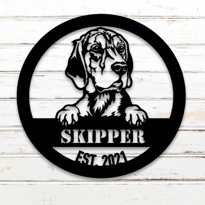 Personalized Beagle Metal Wall Art – Custom Dog Name Sign Black | Barkhaus Metal Company
