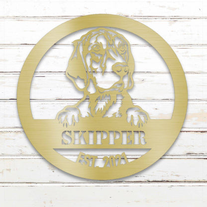 Personalized Beagle Metal Wall Art – Custom Dog Name Sign Gold | Barkhaus Metal Company