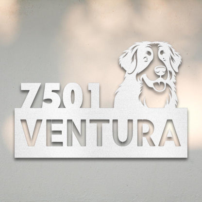 Personalized Bernese Mountain Dog Address Sign White | Barkhaus Metal Company
