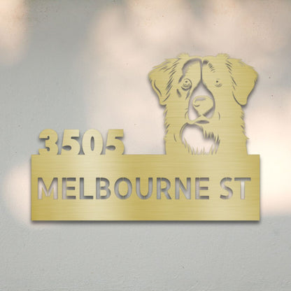 Personalized Border Collie Address Sign Gold | Barkhaus Metal Company