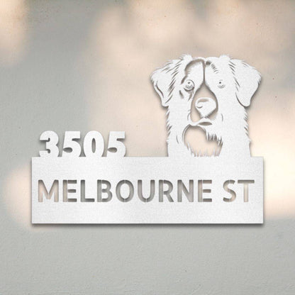 Personalized Border Collie Address Sign White | Barkhaus Metal Company