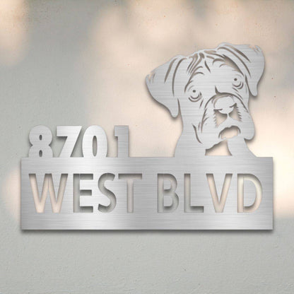 Personalized Boxer Address Sign Silver | Barkhaus Metal Company