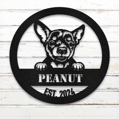 Personalized Chihuahua Metal Wall Art – Custom Dog Name Sign Black | Barkhaus Metal Company