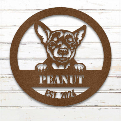 Personalized Chihuahua Metal Wall Art – Custom Dog Name Sign Copper | Barkhaus Metal Company