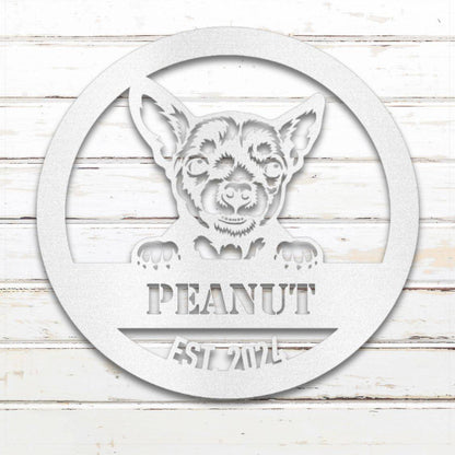 Personalized Chihuahua Metal Wall Art – Custom Dog Name Sign White | Barkhaus Metal Company