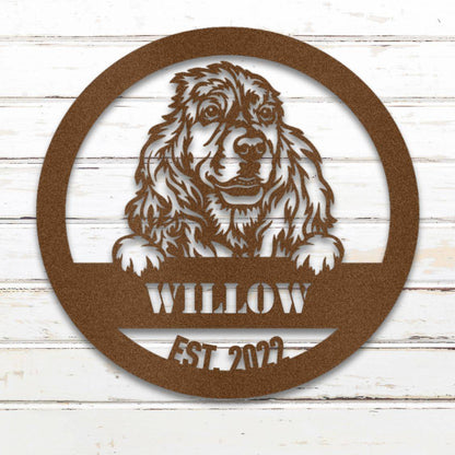Personalized Cocker Spaniel Metal Wall Art – Custom Dog Name Sign Copper | Barkhaus Metal Company