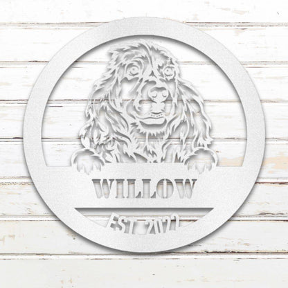 Personalized Cocker Spaniel Metal Wall Art – Custom Dog Name Sign White | Barkhaus Metal Company