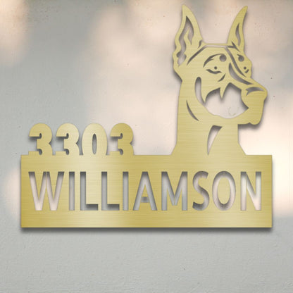 Personalized Doberman Address Sign Gold | Barkhaus Metal Company