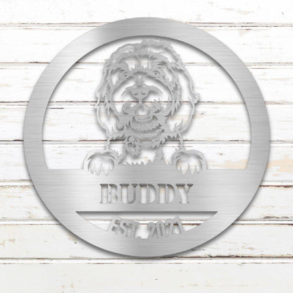 Personalized Doodle Metal Wall Art – Custom Dog Name Sign Silver | Barkhaus Metal Company