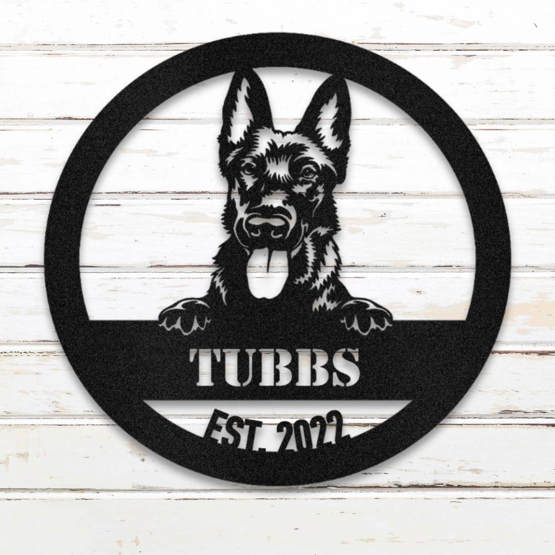 Personalized Dutch Shepherd Metal Wall Art – Custom Dog Name Sign Black | Barkhaus Metal Company
