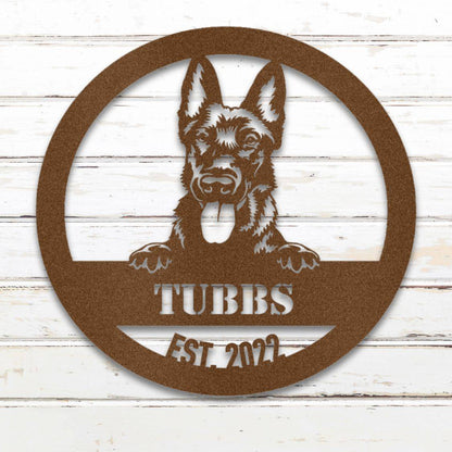 Personalized Dutch Shepherd Metal Wall Art – Custom Dog Name Sign Copper | Barkhaus Metal Company