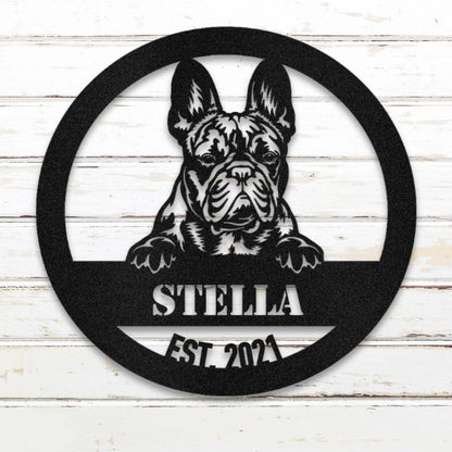 Personalized French Bulldog Metal Wall Art – Custom Dog Name Sign Black | Barkhaus Metal Company