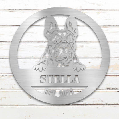 Personalized French Bulldog Metal Wall Art – Custom Dog Name Sign Silver | Barkhaus Metal Company