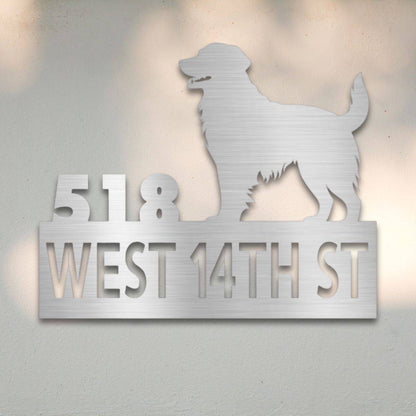 Personalized Golden Retriever Address Sign Silver | Barkhaus Metal Company
