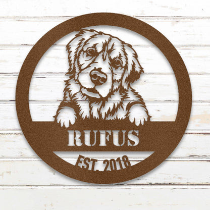 Personalized Golden Retriever Metal Wall Art – Custom Dog Name Sign Copper | Barkhaus Metal Company