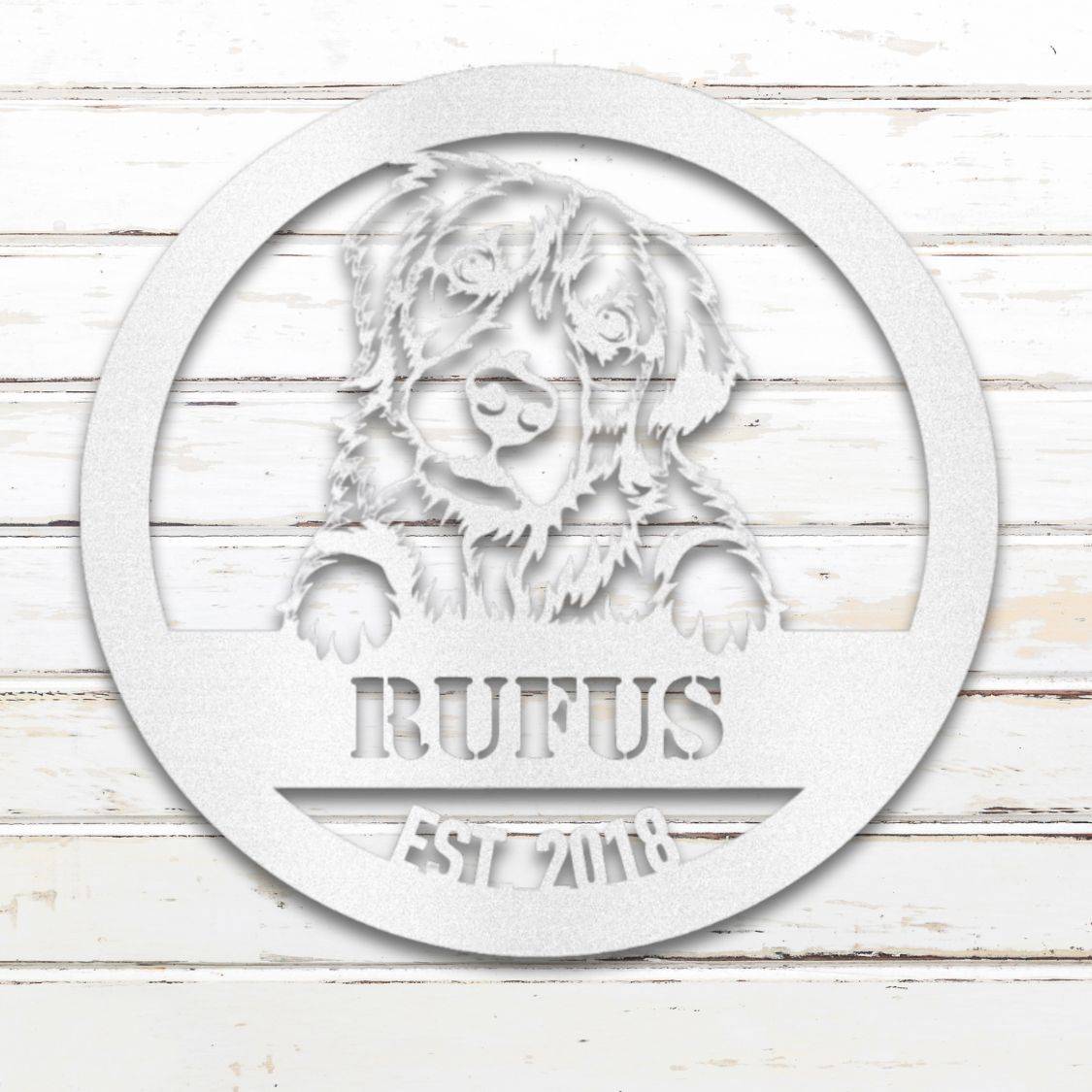 Personalized Golden Retriever Metal Wall Art – Custom Dog Name Sign White | Barkhaus Metal Company