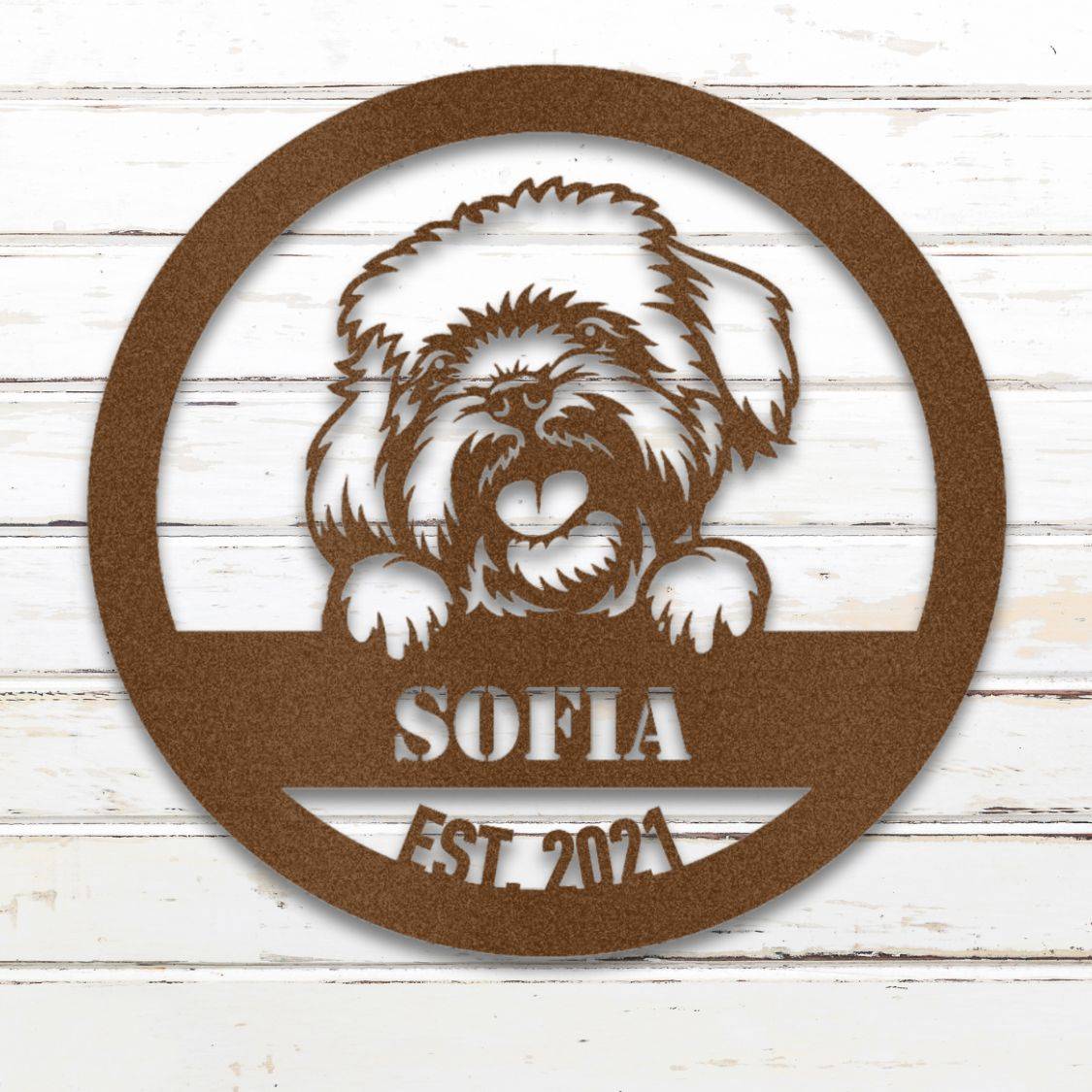 Personalized Havanese Metal Wall Art – Custom Dog Name Sign Copper | Barkhaus Metal Company