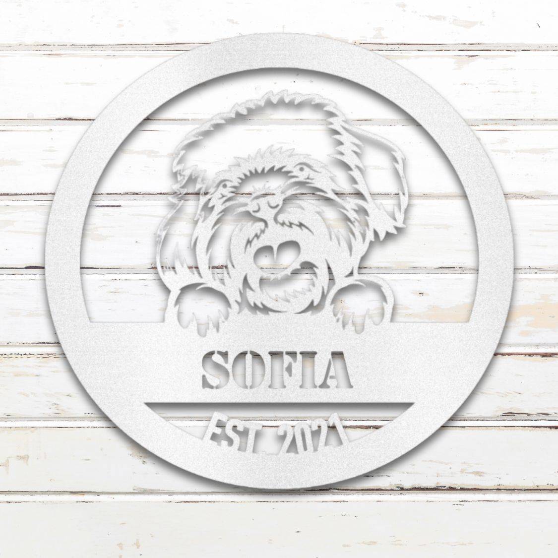 Personalized Havanese Metal Wall Art – Custom Dog Name Sign White | Barkhaus Metal Company