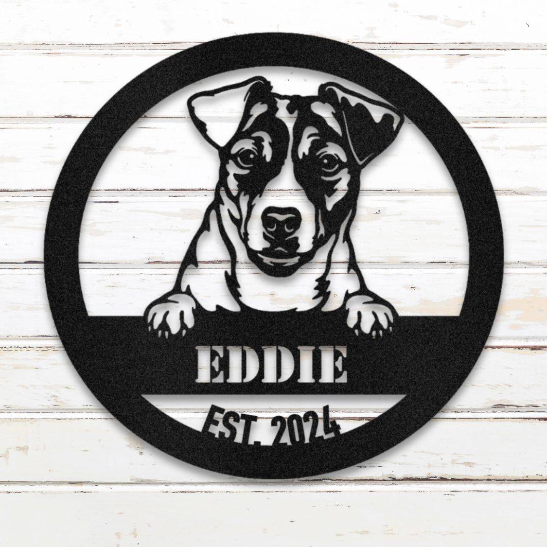 Personalized Jack Russell Terrier Metal Wall Art – Custom Dog Name Sign Black | Barkhaus Metal Company