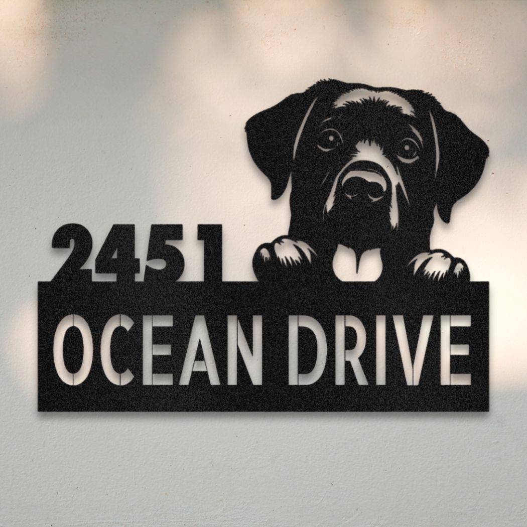 Personalized Labrador Retriever Address Sign Black | Barkhaus Metal Company